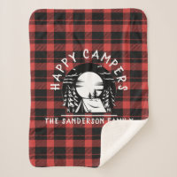 Buffalo Plaid Happy Campers Nom de famille Camping