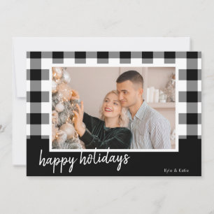 Buffalo Plaid Happy Holidays Photo Christmas Card