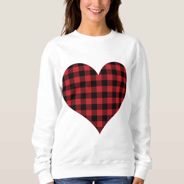 Buffalo Plaid Heart Valentine's Day Love Sweat - s (Devant)