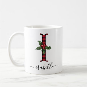 Buffalo Plaid I Monogram Christmas Coffee Mug