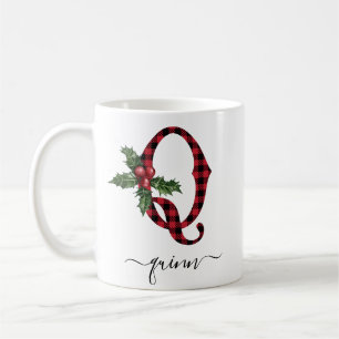 Buffalo Plaid Q Monogramme Christmas Coffee Mug