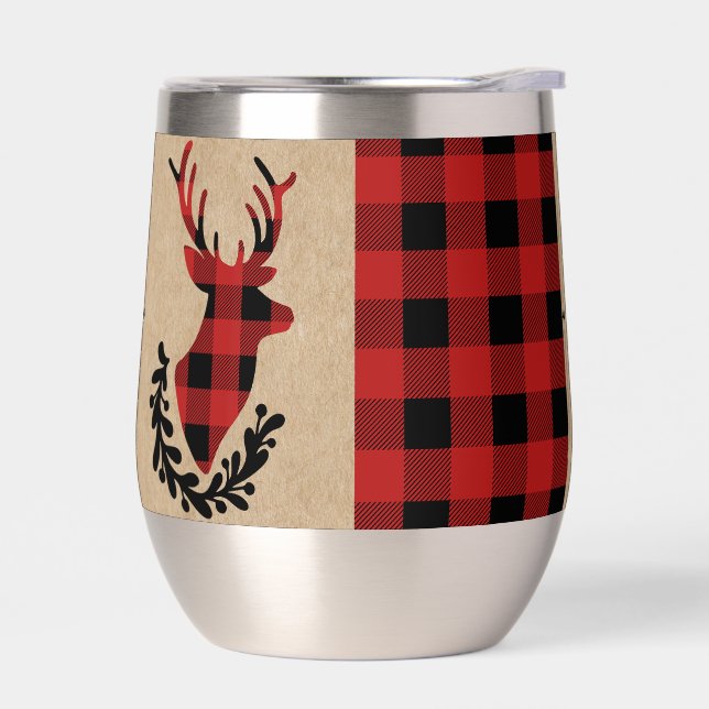 Buffalo Plaid Red Rustic Stag (Gauche)
