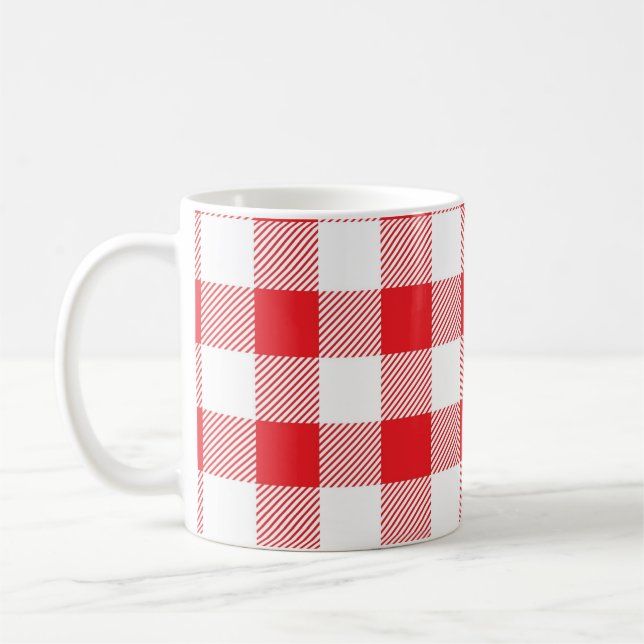 Buffalo Plaid Red White Check café Mug (Gauche)