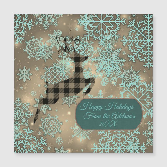 Buffalo Plaid Reindeer Snowflake Personnalisé (Devant)
