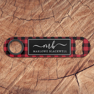 Buffalo rustique Plaid Red Black Monogramme Nom