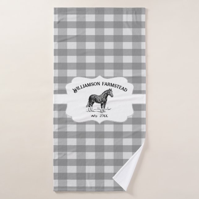 Buffle gris Plaid Farm Horse Serviette de bain ens (Serviette de bain)