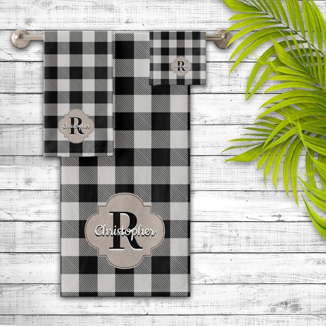 Buffle noir et blanc Check Rustic Farmhouse (Créateur téléchargé)