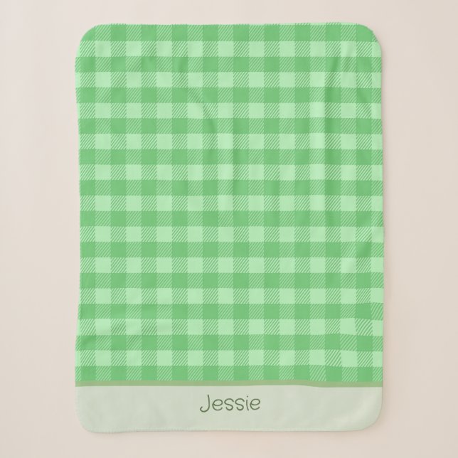 Buffle vert Plaid Nom personnalisé Unisex Baby (Devant)