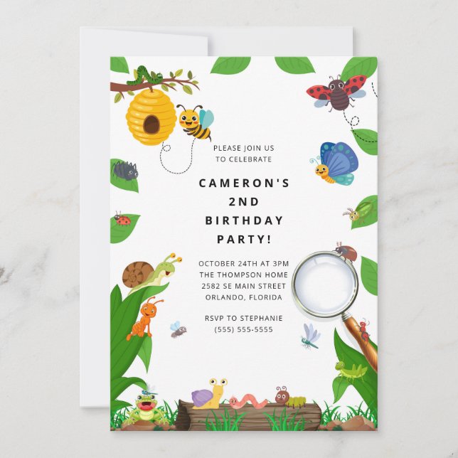 Bug Insect Boy Birthday Invitation (Devant)
