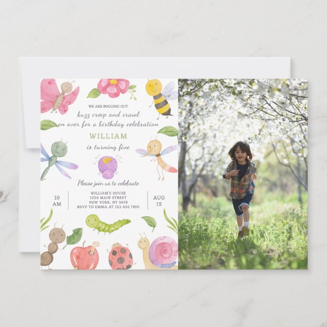 Bugs Anniversaire Invitation Avec Photo (Devant)