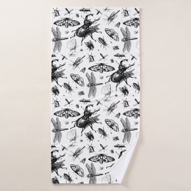 Bugs corrigés gris et noir (Serviette de bain)