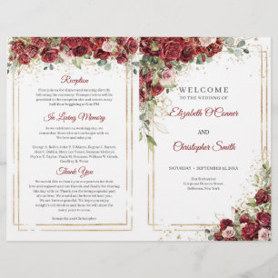 Buhu burgundy et blush roses plié programme