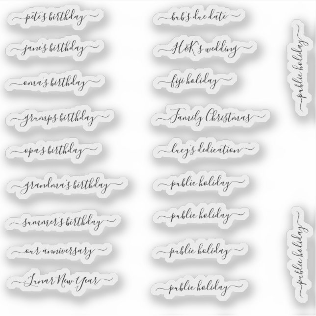 BuJo autocollants d'évènements personnalisés - pet (Devant)