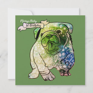 Buldog Puppy Invitation d'anniversaire French Bull