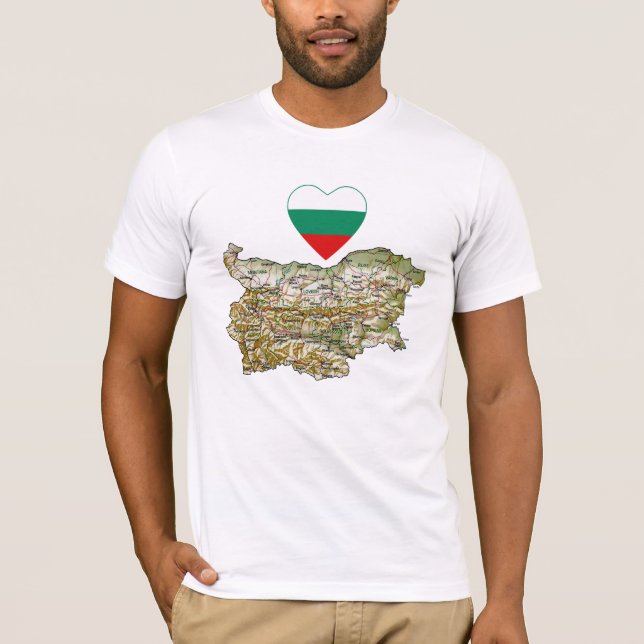Bulgarie Coeur du drapeau et carte T-shirt (Devant)