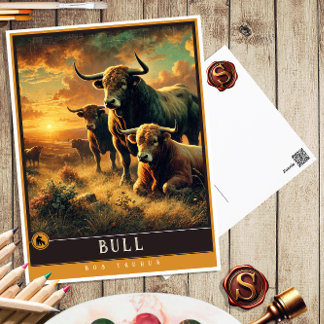 Bull | Carte postale Famille Vintage Animal