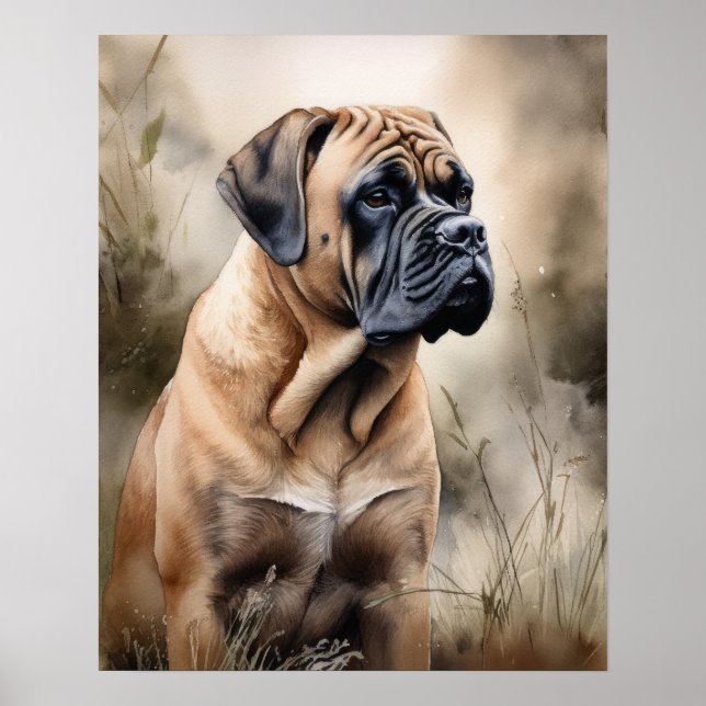 Bull Mastiff Dog Art Imprimer Poster (Devant)