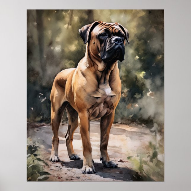 Bull Mastiff Dog Art Imprimer Poster (Devant)