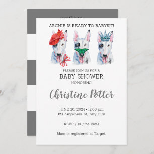 Bull Terrier Chiot Thème Baby shower Invitation