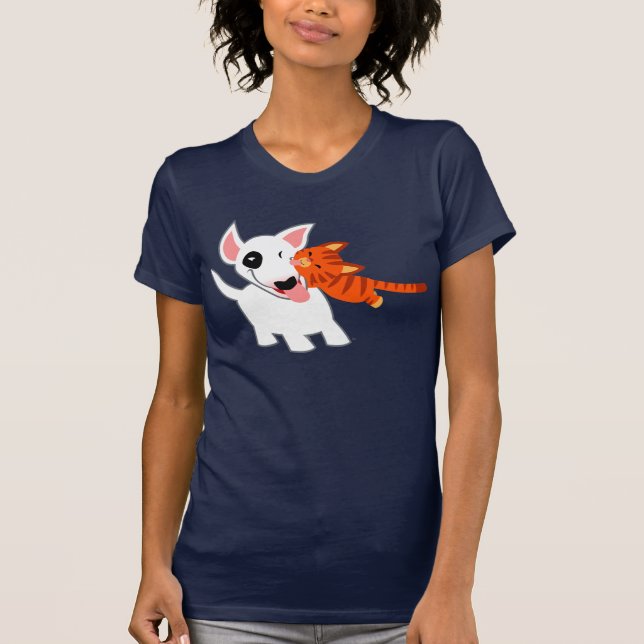 Bull-terrier de bande dessinée et T-shirt mignons (Devant)