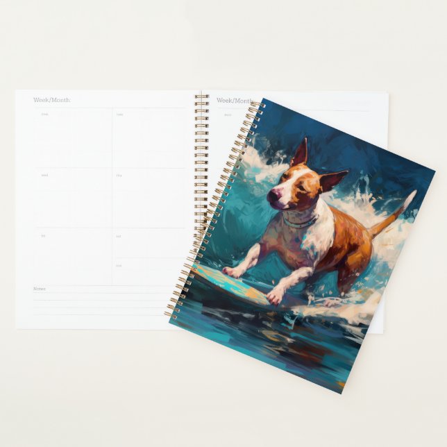 Bull Terrier Plage Surf Peinture (Devant avec enveloppe)