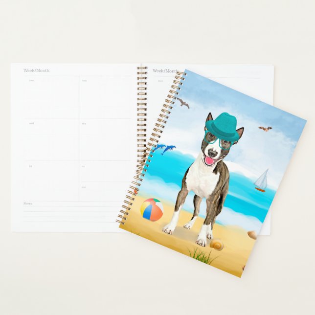 Bull Terrier sur la plage (Devant avec enveloppe)