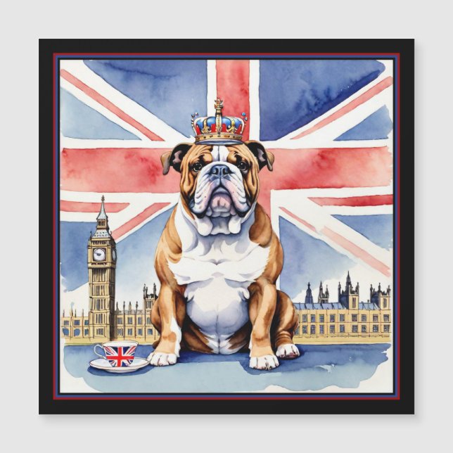 Bulldog anglais, Parlement, Union Jack Magnet (Devant)