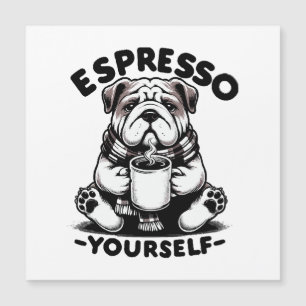 Bulldog au café chaud espresso