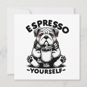Bulldog au café chaud espresso