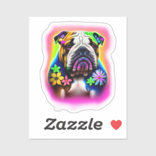 Bulldog avec autocollant de fleurs