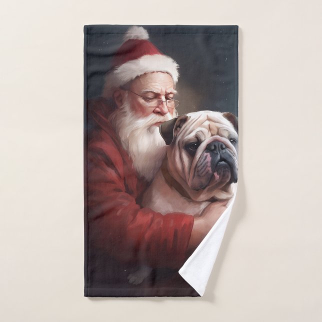 Bulldog avec Noël Festif du Père Noël (Serviette à main)