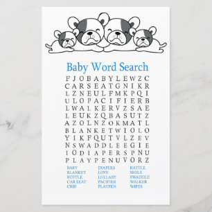 Bulldog Baby shower Word Jeu de recherche
