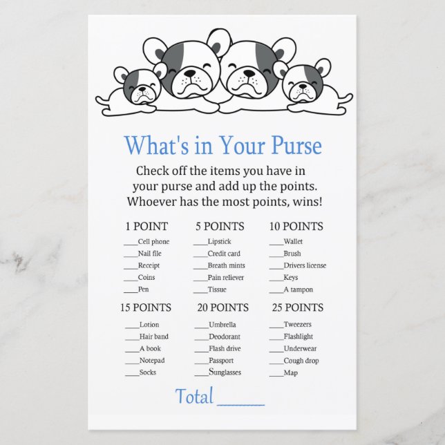 Bulldog Ce qui est dans votre baby shower de jeu d (Devant)