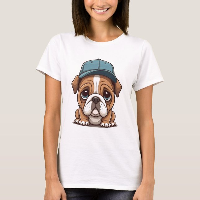 Bulldog dans un T-shirt casquette (Devant)