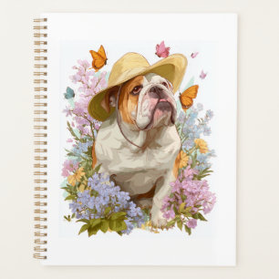 Bulldog de jardin � Chien drôle floral