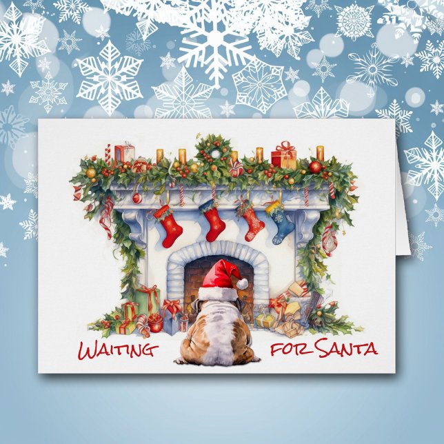 Bulldog en attente de la cheminée de Noël Père Noë (Créateur téléchargé)