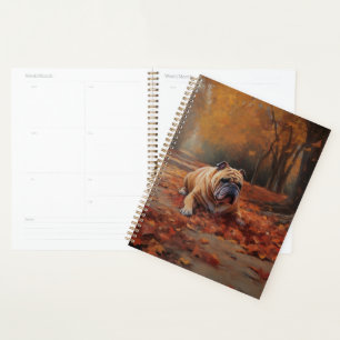 Bulldog en automne Feuilles automne Inspire
