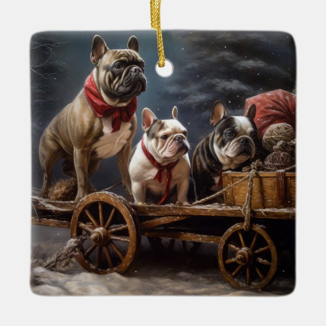 Bulldog français décoration de Noël traîneau ennei (Devant)