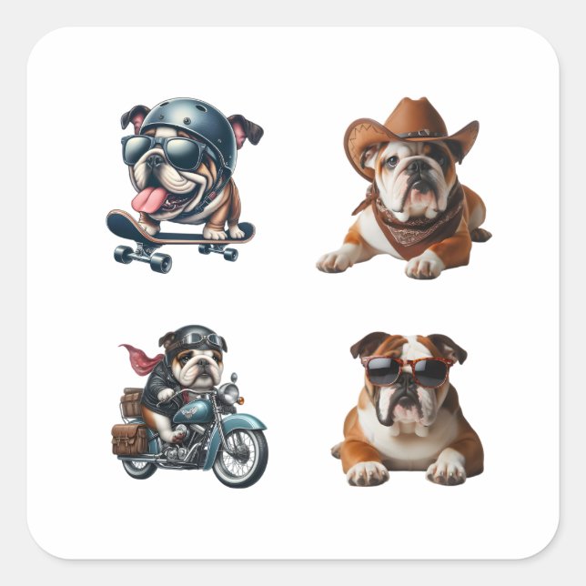 Bulldog Funny Stickers 4 Pack (Devant)