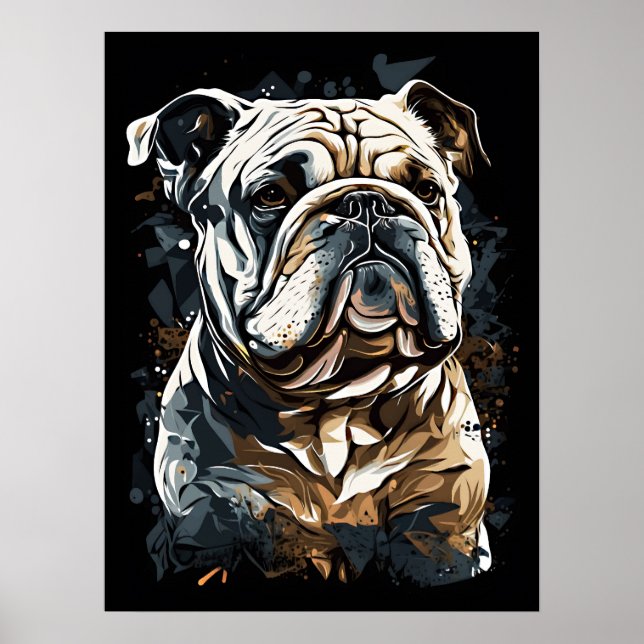 Bulldog Portrait toile abstraite Impression (Devant)