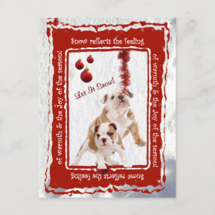 Bulldog Puppy Let It Snow #2 Carte postale de voeu