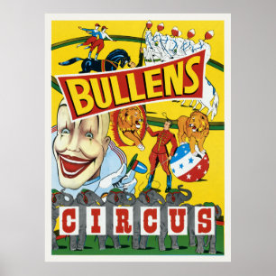 Bullentille Circus Poster vintage des années 1930
