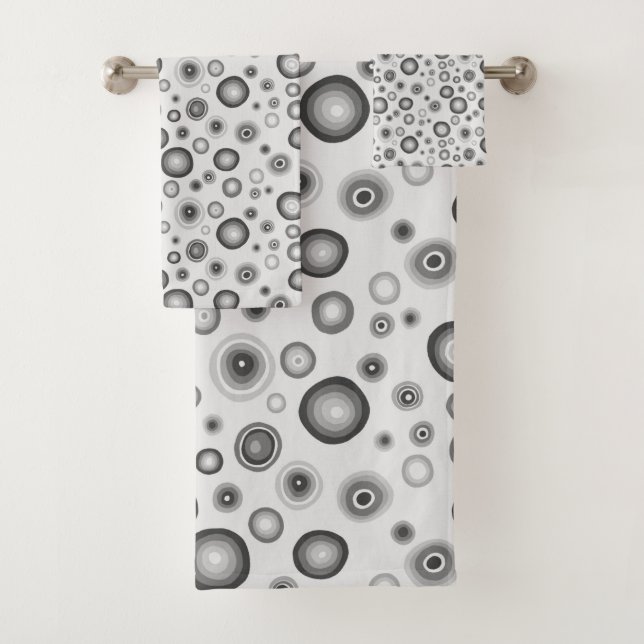 Bulles blanches gris-noir Circles modernes Motif (En situation)