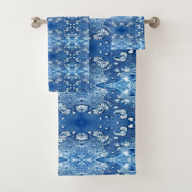 Bulles bleues Serviettes de bain Motif Abstraites (En situation)