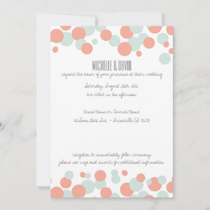 Bulles de corail et de menthe Confetti Invitations