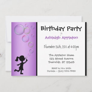 Bulles de souffle violet Invitations d'anniversair