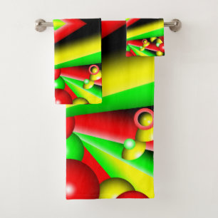 Bulles et bandes vertes, rouges et jaunes Art abst