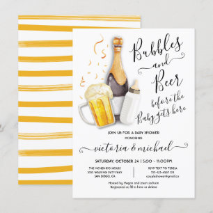 Bulles et invitation au Baby shower de la bière