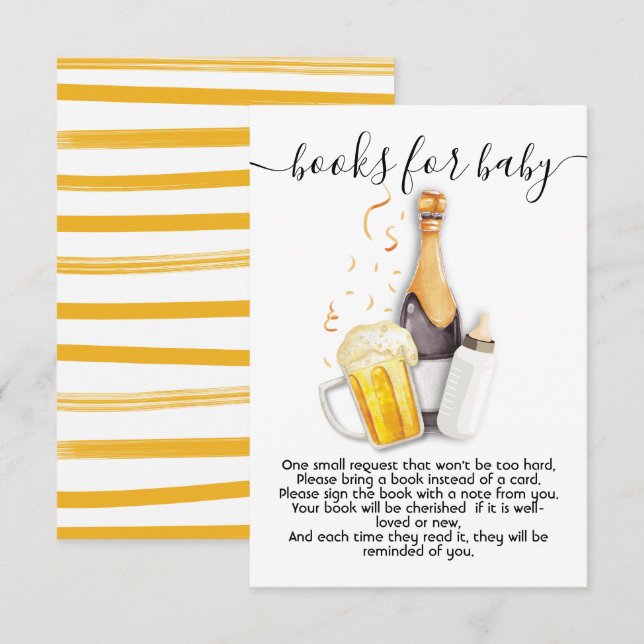 Bulles et livres de bière pour carte bébé (Devant / Derrière)