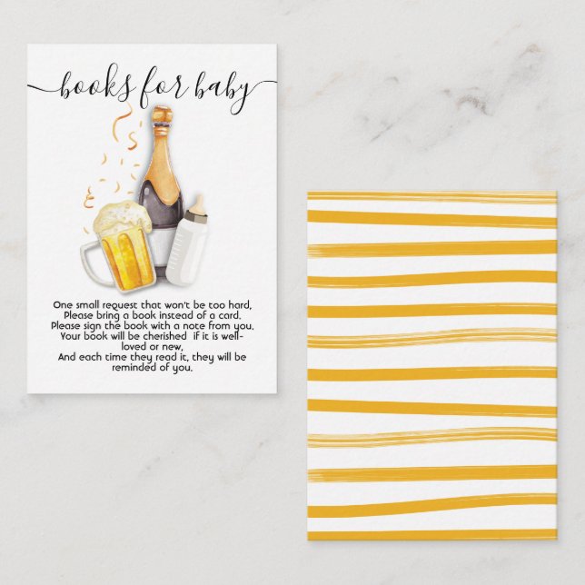 Bulles et livres de bière pour carte bébé (Devant / Derrière)